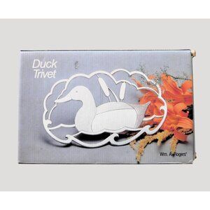 Wm. A. Rogers Duck Trivet Wall Hanging Cat Tails Silverplate Tarnish Resistant